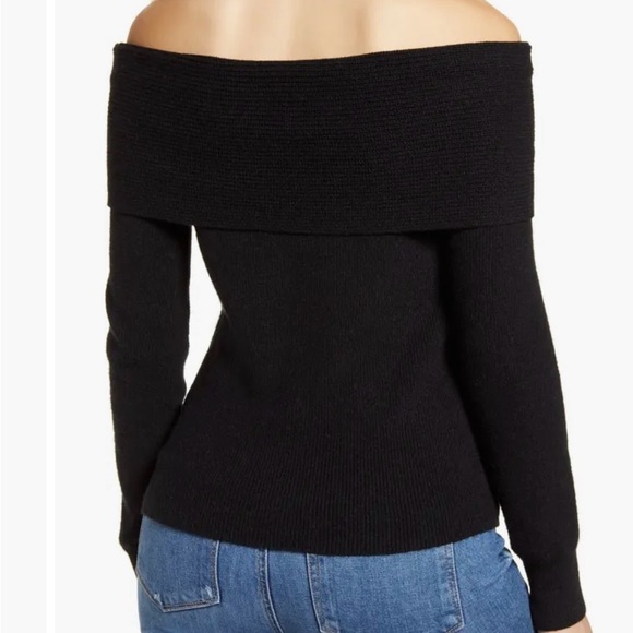Leith Off-Shoulder Black Sweater - Picture 2 of 5